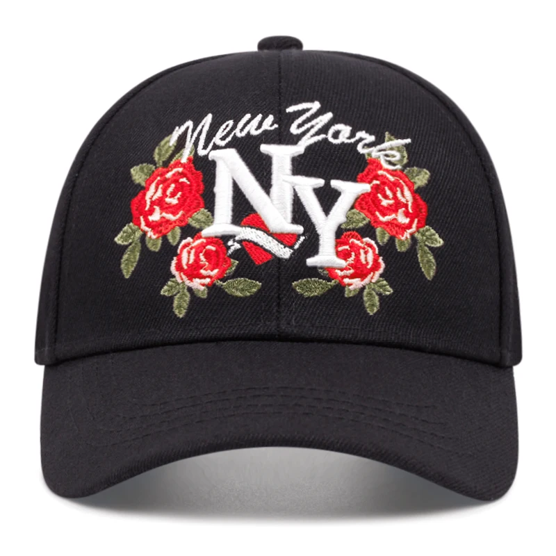 New Men's Fashion NY Rose Embroidered Outdoor Sports Duck Tongue Hat Embroidered  Women's Baseball Sun Hat