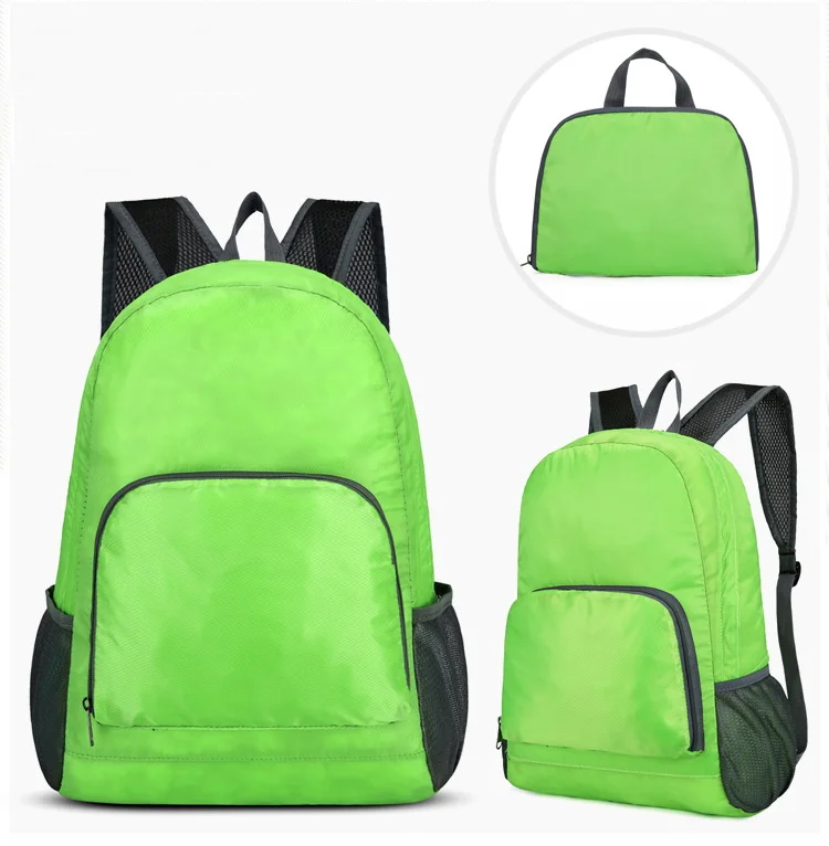 Viagem ao ar livre leve portátil dobrável mochila amor impressão dobrável saco verde ultraleve pacote para mulheres caminhadas daypack