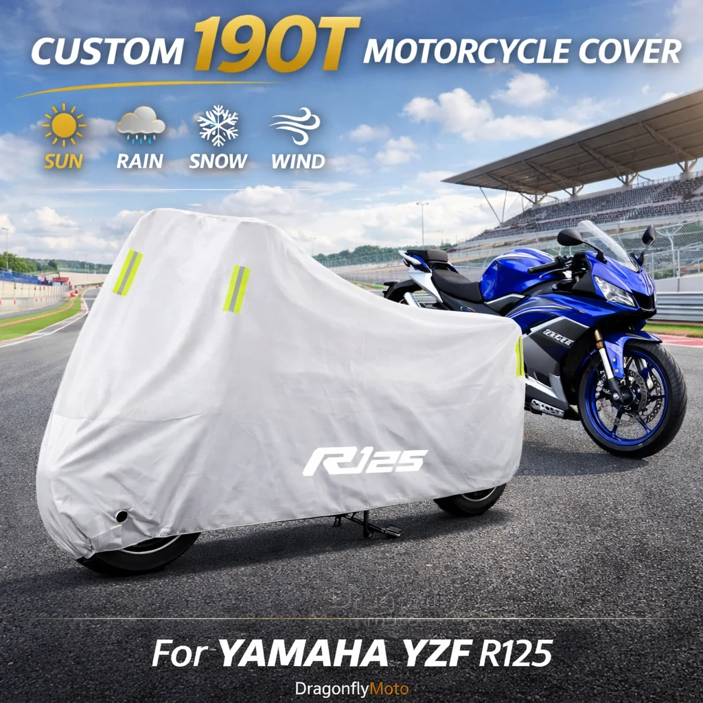 

For YAMAHA YZF R125 YZFR125 YZF-R125 MT-125 Motorcycle Cover Silver Waterproof UV Rain Dust Sun Outdoor Indoor Protector