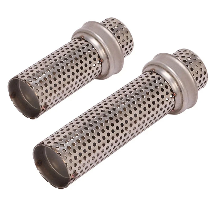 2 Pcs 51Mm Universal Motorcycle Exhaust Muffler DB Killer-Silencer Noise Sound Eliminator Mesh DB Killer, Short & Long