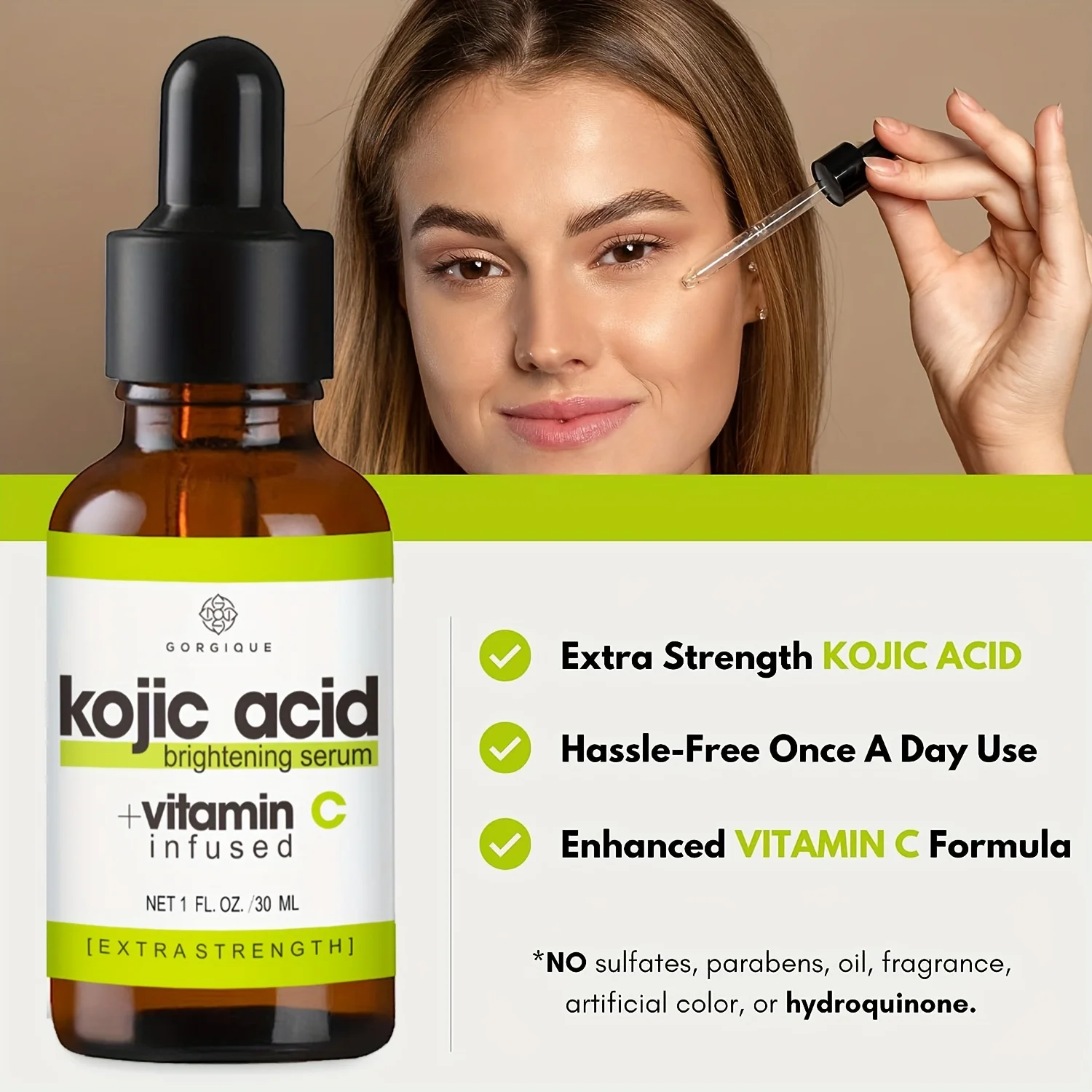 Extra Strength Kojic Acid Serum Dark Spot Corrector for Face and Body Vitamin C Infused Facial Essence