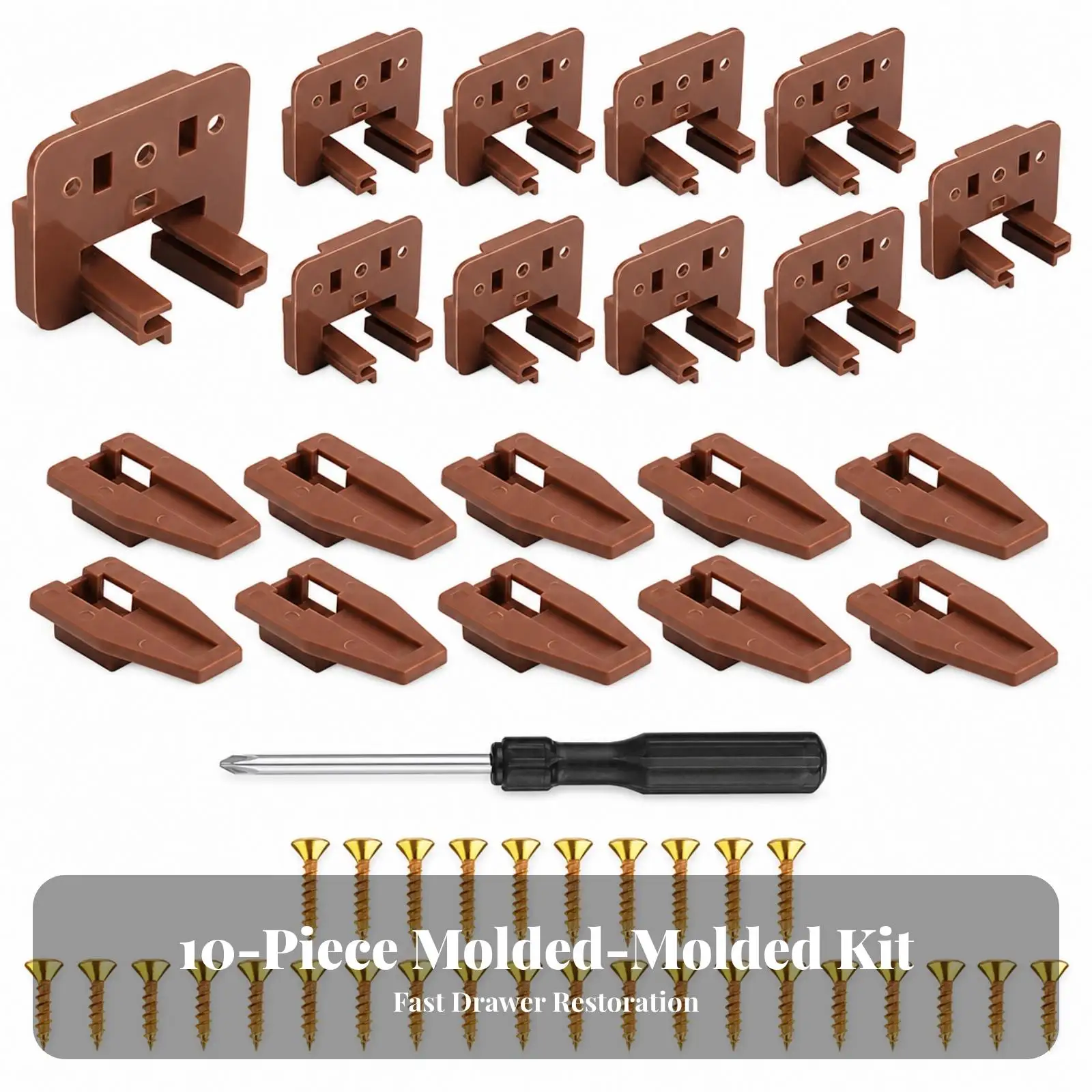 10 Pieces Drawer Runner Replacement Kit | Compact Component Design drawer runner Kit with Screwdriver and Screws, Easy to