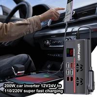 Truck Power Inverter Fast Charger Converter Adapter 200W Car Power Inverter 12V Or 24V DC To 110V Or 220V AC USB Fast Charger