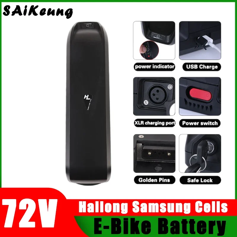 72V Lithium Battery Electric Bike 72V 20Ah 30ah 40ah 50ah 60ah Batterie Velo Bateria Para Bicicleta Electrica Hailong Batteries