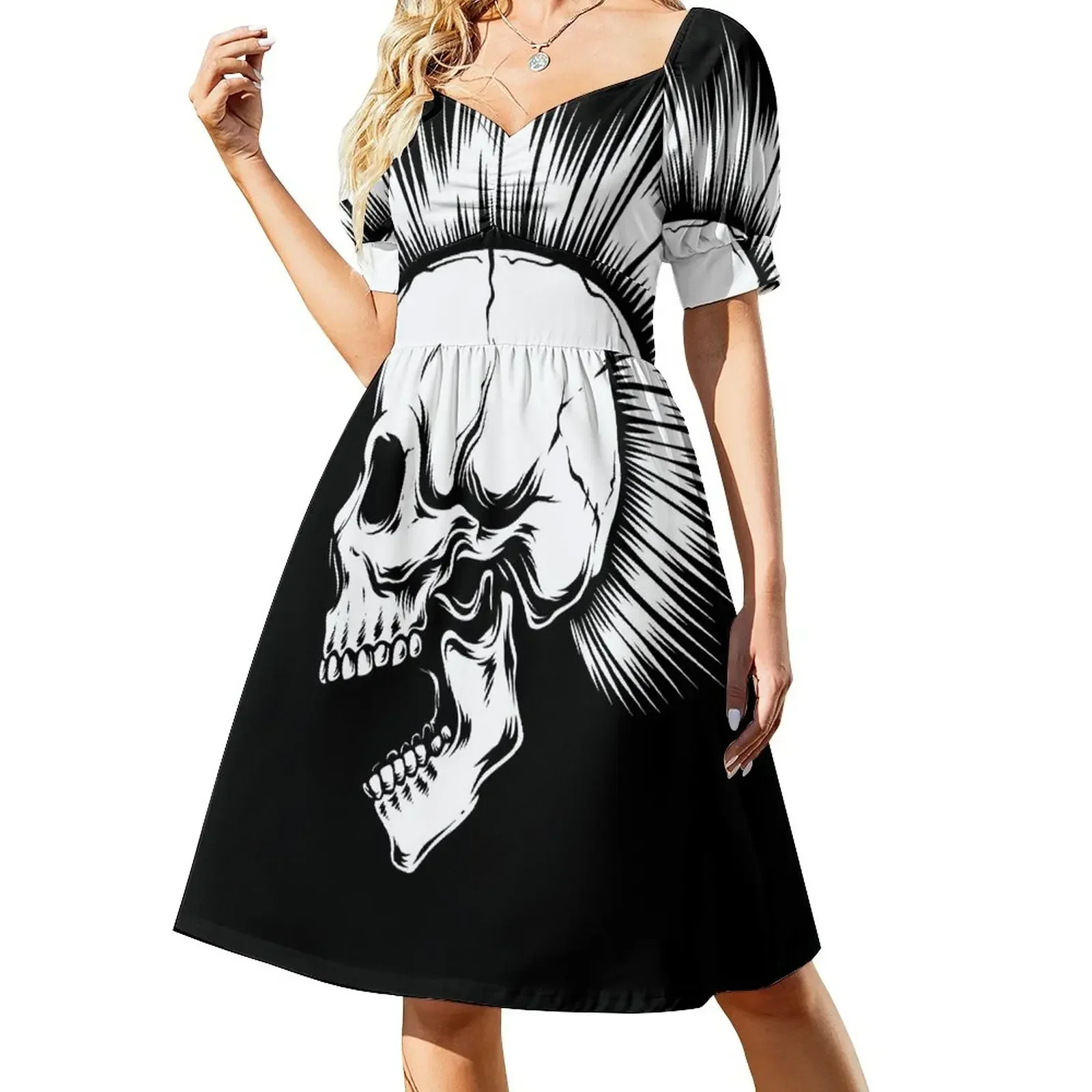 

Punk Skull with Mohawk Sleeveless Dress luxury woman evening dress elegant dresses for women Dress