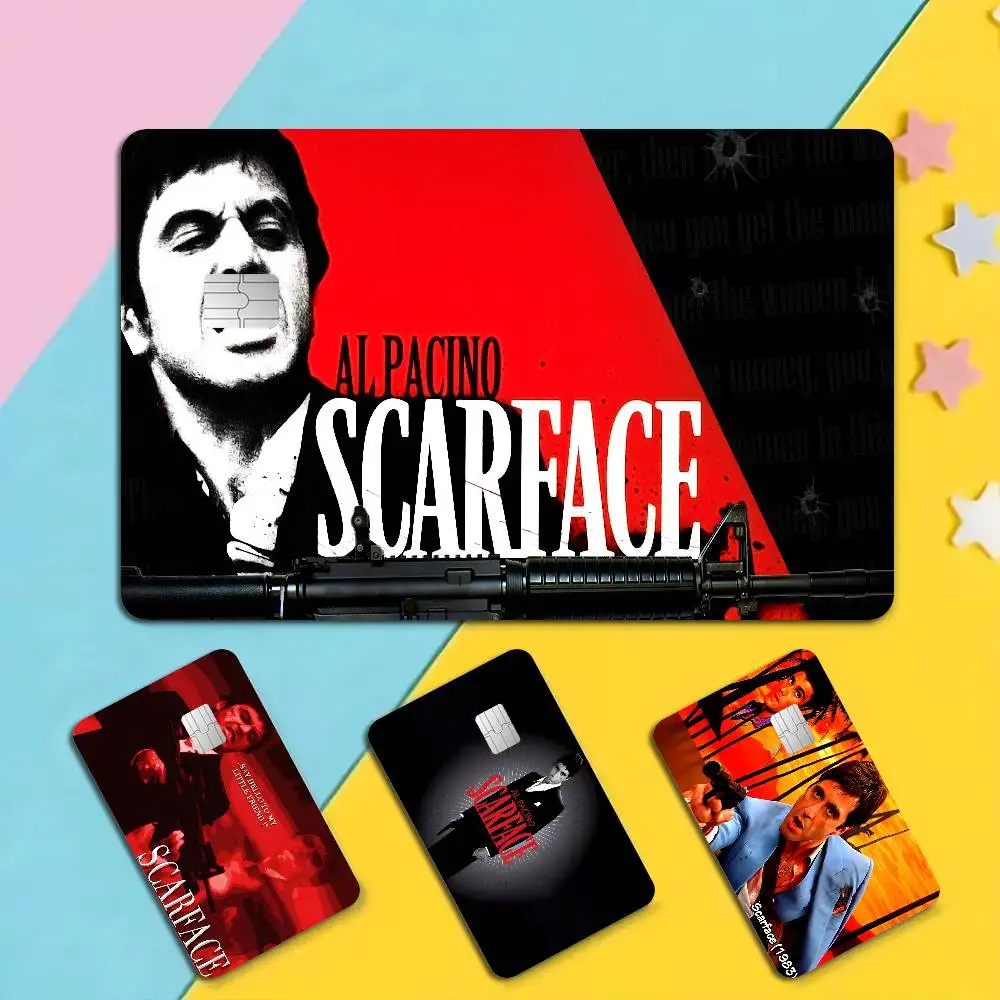 S-Scarface 1983 Film Al P-Pacino Movie 2024 Anime Cartoon Skin Stickers Film Tape Case for Big Credit Debit Card Front Side