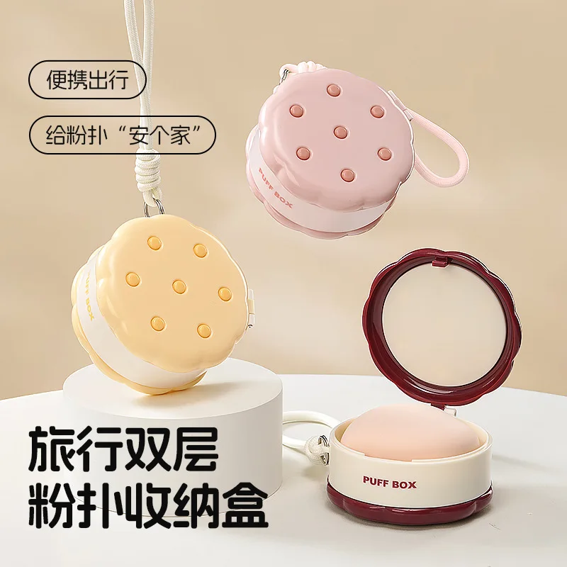 New double-layer puff storage box, high-value portable and light jewelry, earrings, stud earrings, storage artifact.