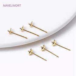 3/4MM With Closed Ring 18K Gold Plated Pearl Post Earring Mounting DIY Jewelry Making Supplies Earrings Accessories Wholesale