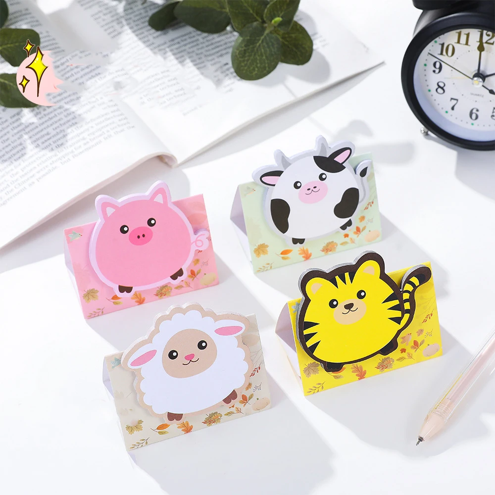 4 Piece Cartoon Adhesive Cute Animals Notes Notepad Memo Pad