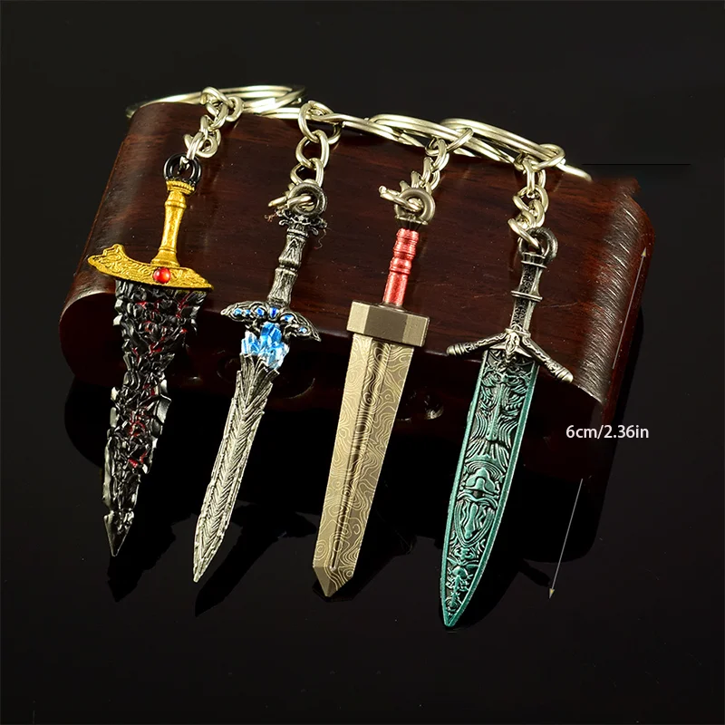 6cm/2.36inch ER Ring Keychain Pendant Damascus Greatsword,Maliketh's Black Blade,Moonlight Greatsword Game Knife Accessories