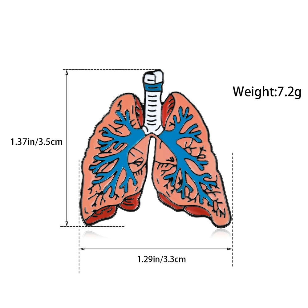 Hanreshe Lung Enamel Brooch Medical Anatomy Biology Lapel Pin Jewelry for Doctor Nurse Bag Backpack Badge Gifts