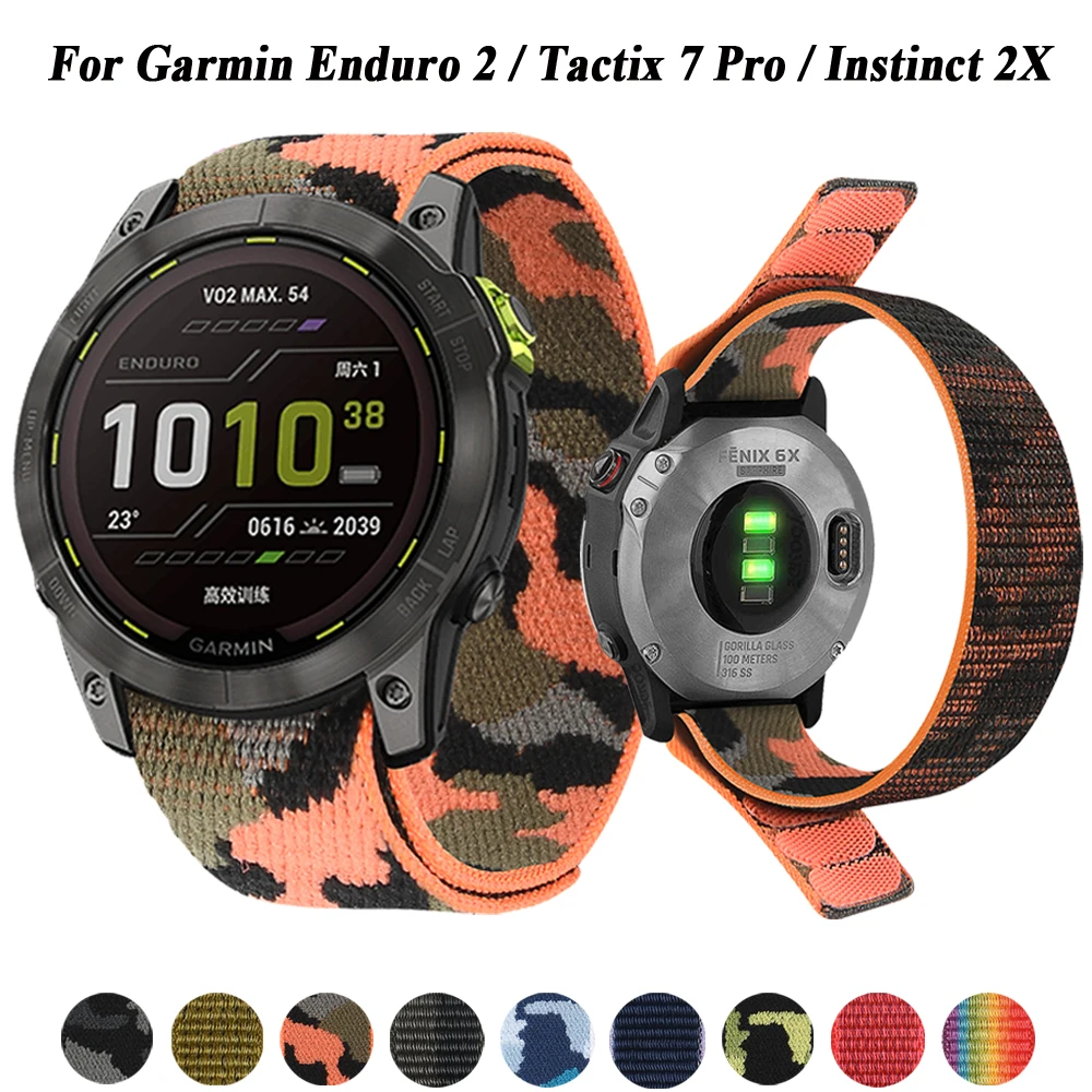 Tali nilon kait 22 26mm untuk Garmin Enduro 2 Fenix 7 7X 6X 6 Pro 5 5XPlus Tactix Epix insting 2X gelang cerdas