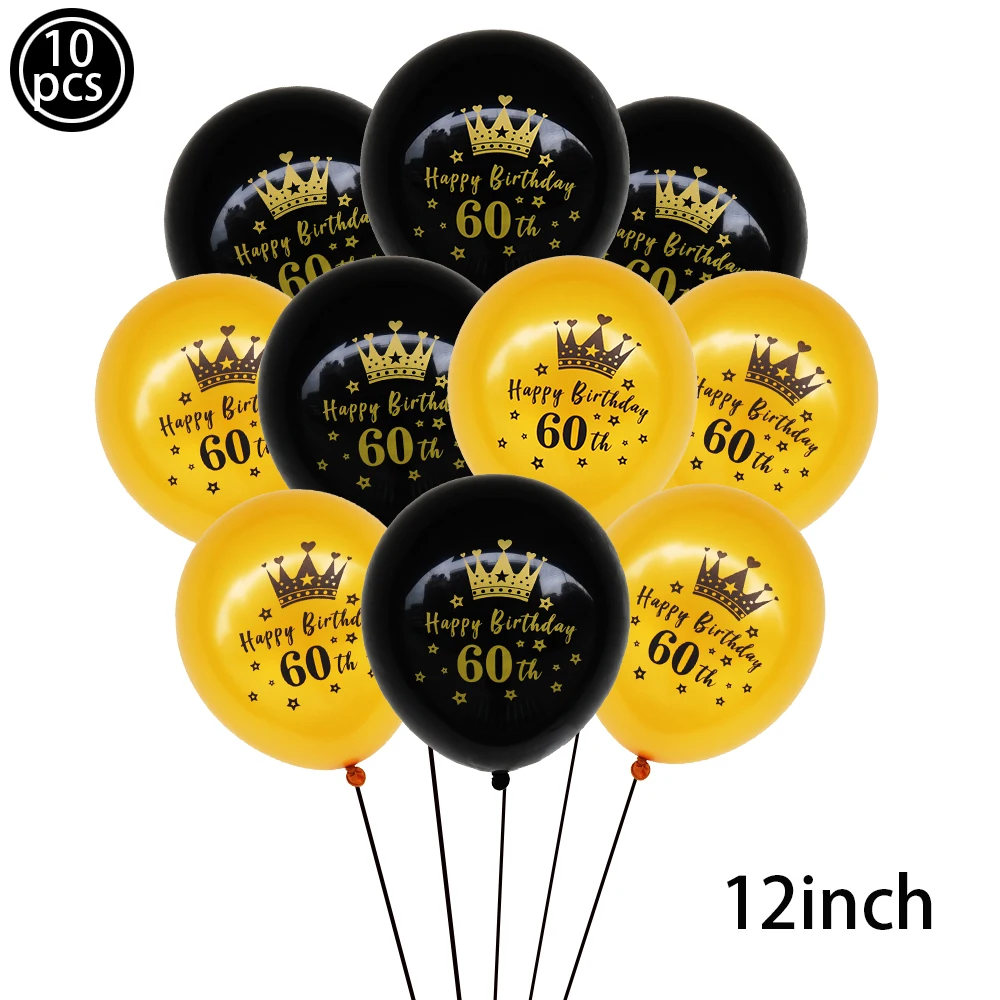 Palloncini per feste da 10 pezzi palloncini in lattice di buon compleanno 12 pollici oro nero 18 21 30 40 50 60 anni forniture per feste di