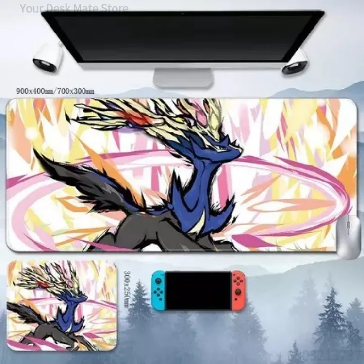 Dynamic Graffiti Fantasy Beast Large Gaming Desk Mat,Bold Splash Ink Art XXL Mousepad,Anti-slip Lockedge Keyboard Pad for Gamers