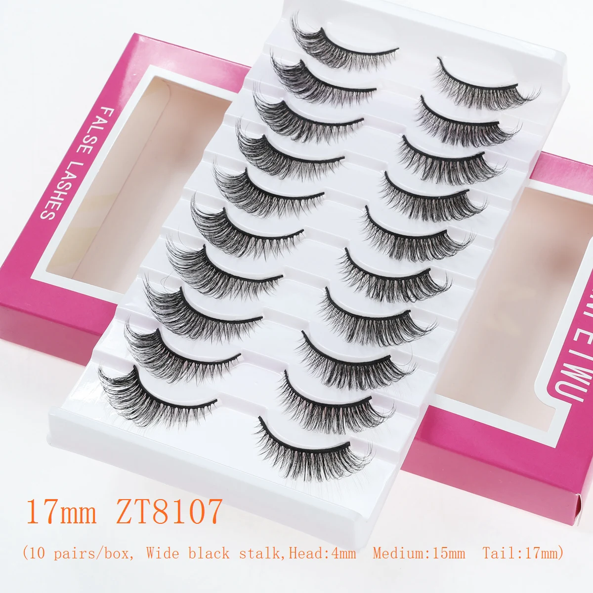 Sztuczne rzęsy Xuanfeiwu, wydłużające rzęsy, idealne na imprezę lub świąteczny makijaż, z krótkim przodem i długim tyłem, o naturalnym i długim wyglądzie, do aplikacji na całej długości rzęs.