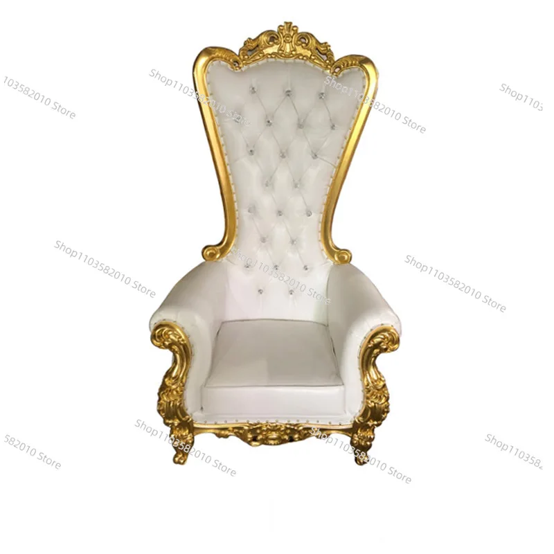 

High backed King's Throne Chair, Royal Gold Classic Wooden King Chair