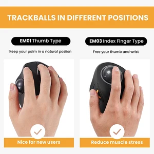 Jomaa Bluetooth RGB Trackball Mouse Kontrol Jari Nirkabel 2.4 G Hz Mouse Rollerball dengan Lampu Latar Ergonomis Isi Ulang untuk Mac iPad 6 trackball nirkabel penjualan terbaik - №