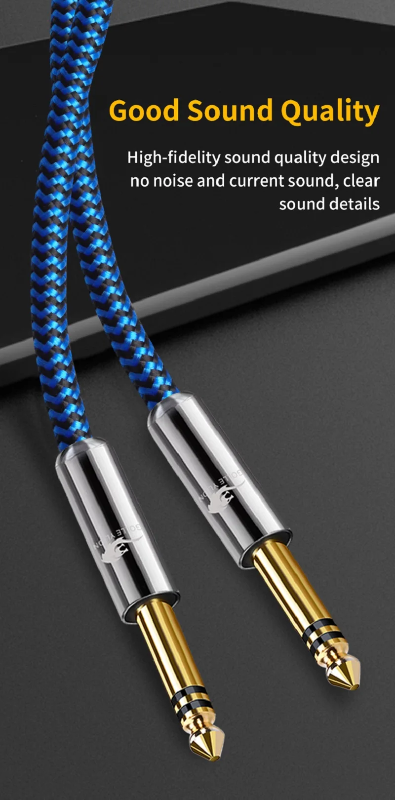 1/4'' TRS 6.35mm Male to 6.35mm Male Stereo Audio Cable for Amplifier Mixer Instrument Guitar Balanced Interconnect Cords