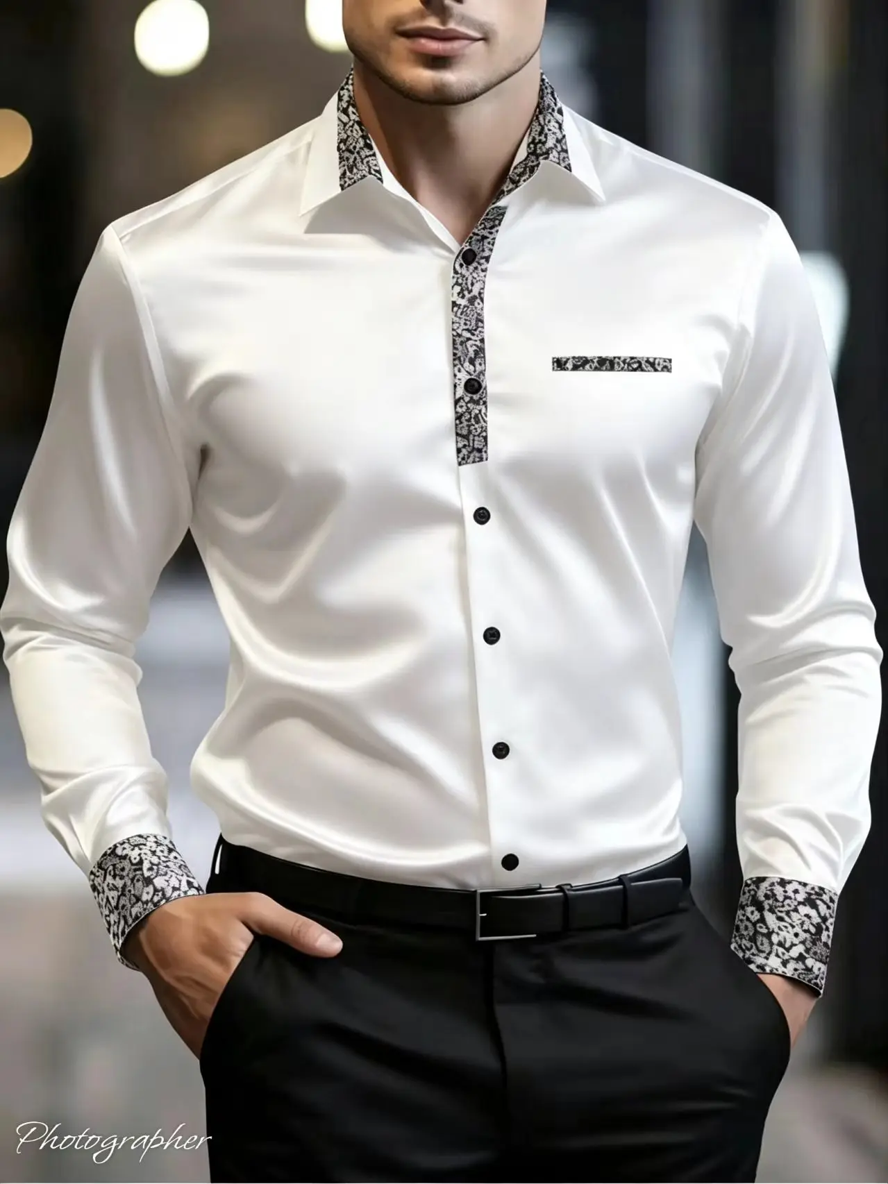 Men's Long Sleeved Shirt, Business Casual Pocket Shirt, Office Style, Comfortable, Fashionable and High-Quality