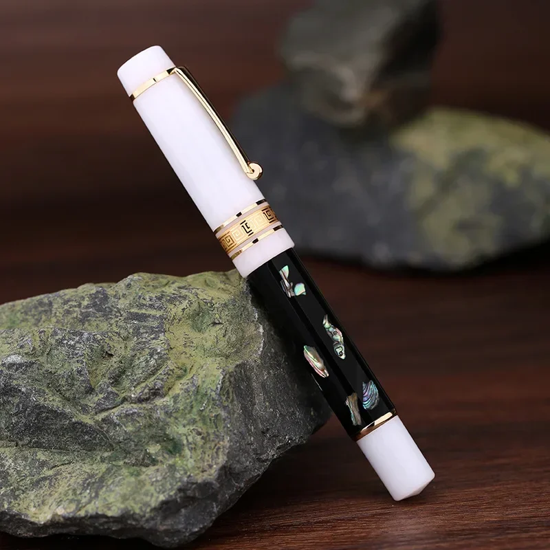 MAJOHN M400 Fountain Pen Shell Black Resin Iridium #6 EF/FNib with Converter Ink Writing Gift Pen For Office School Supplies