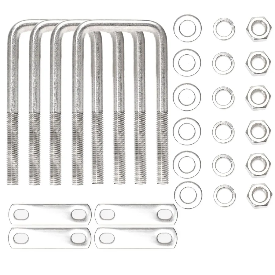 8 مجموعات مربعة U البراغي الفولاذ المقاوم للصدأ 2 "50 مللي متر العرض الداخلي 3.15" 80 مللي متر طول UBolts لمقطورة القارب مع المكسرات المسطحة والقفل كان #1