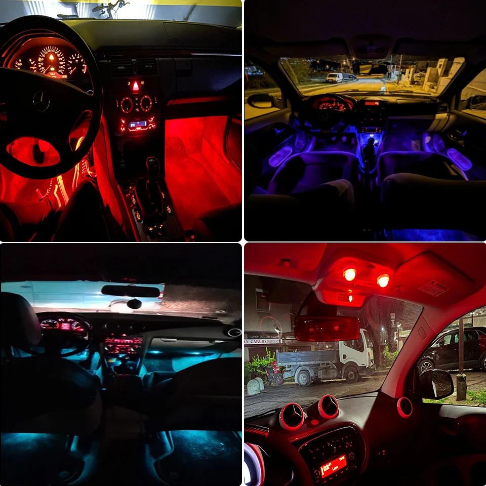 Underwater RGB Submersible Lights Wireless LED Car Interior Ambient Light Remote Control Decor Auto Roof Foot Atmosphere Lamp