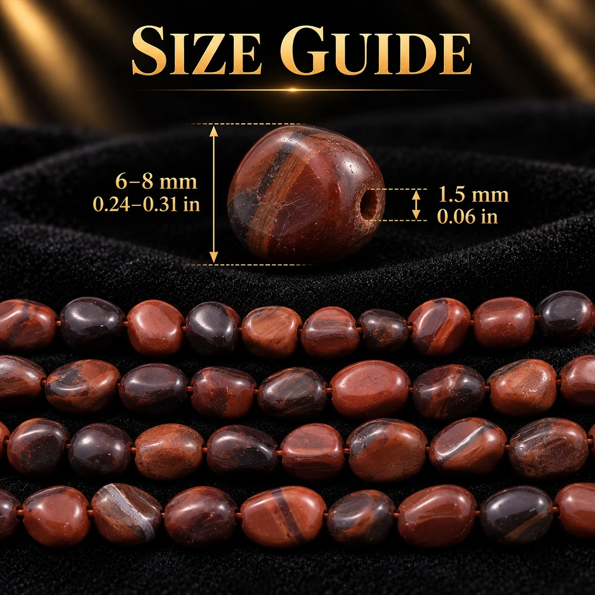 6-8mm 26pcs Stone  Irregular Red Tigers Eye Spacer Loose Beads For Jewelry Bracelets Necklace Making DIY Accessories