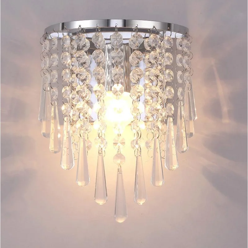 

Modern Crystal Wall Lamp Chrome Sconce Wall Light For Living Room Bathroom Home Indoor Lighting Decoration