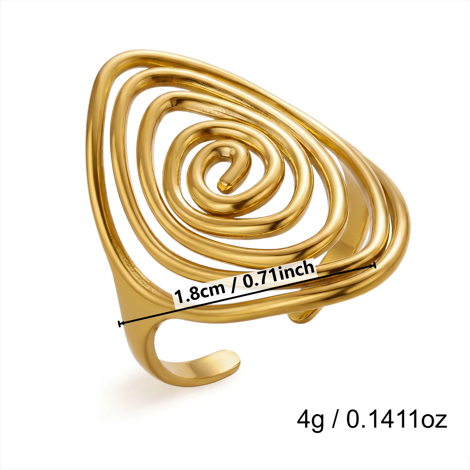 Gmai Geometrischer PVD-beschichteter Edelstahl-Ringset für Damen, Übertriebene Unregelmäßige Manschettenringe, Statement-Partyschmuck, Geschenk – Detail 7