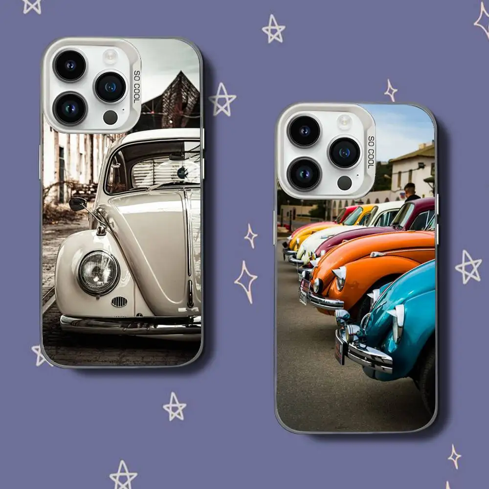 

car B-Beetle Phone Case For iPhone 17,16,15,14,13,12,11,Pro,XS,Max,Plus,Mini,SE White Candy Matte Shockproof Cover