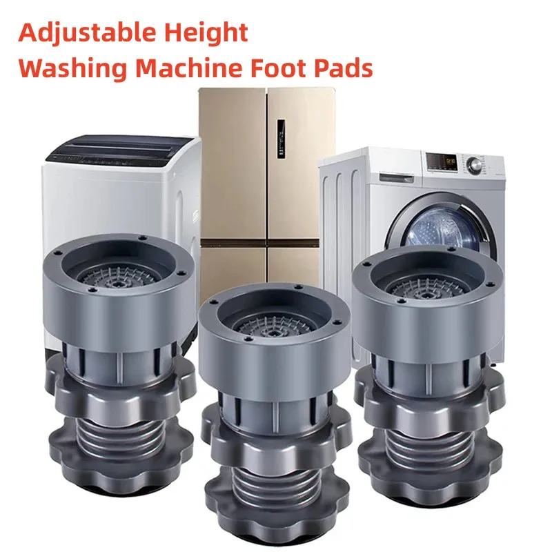 4Pcs Adjustable Height Washing Machine Foot Pads Anti Vibration Refrigerator Base Fixed Non-Slip Pad Support Dampers Stand