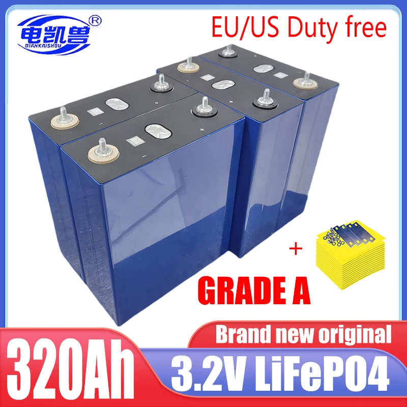 3.2v 320ah Brand new 8000+cycles Lifepo4 battery Grade A DIY 12V 24V 48V RV solar storage golf cart battery pack EU/US TAX-FREE