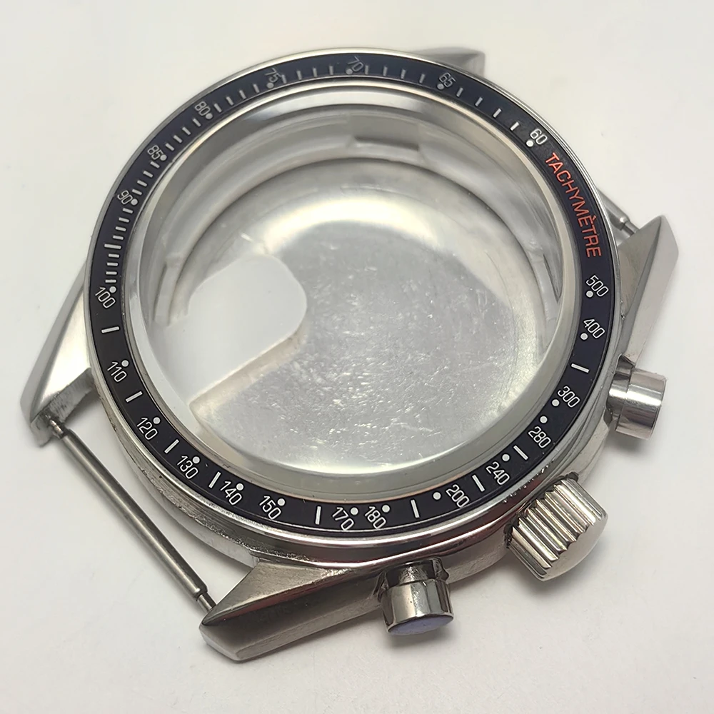 إكسسوارات ساعة رجالية 40 ملم علبة خاتم سوداء VK63 64 حركة كوارتز مع حزام عرض 20 ملم مشبك قابل للطي