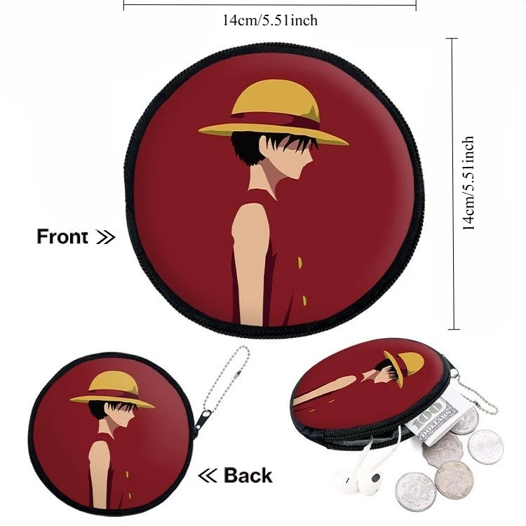 Цельный круглый кошелек для монет с периферийным анимационным принтом, сумка для наушников на молнии для мужчин и женщин, студентов