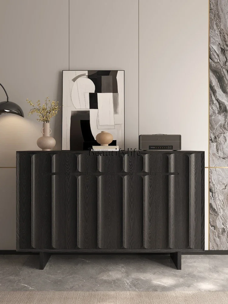 

FG11-*Solid wood retro medieval style high-grade black decorative cabinet against the wall living room entrance cabinet