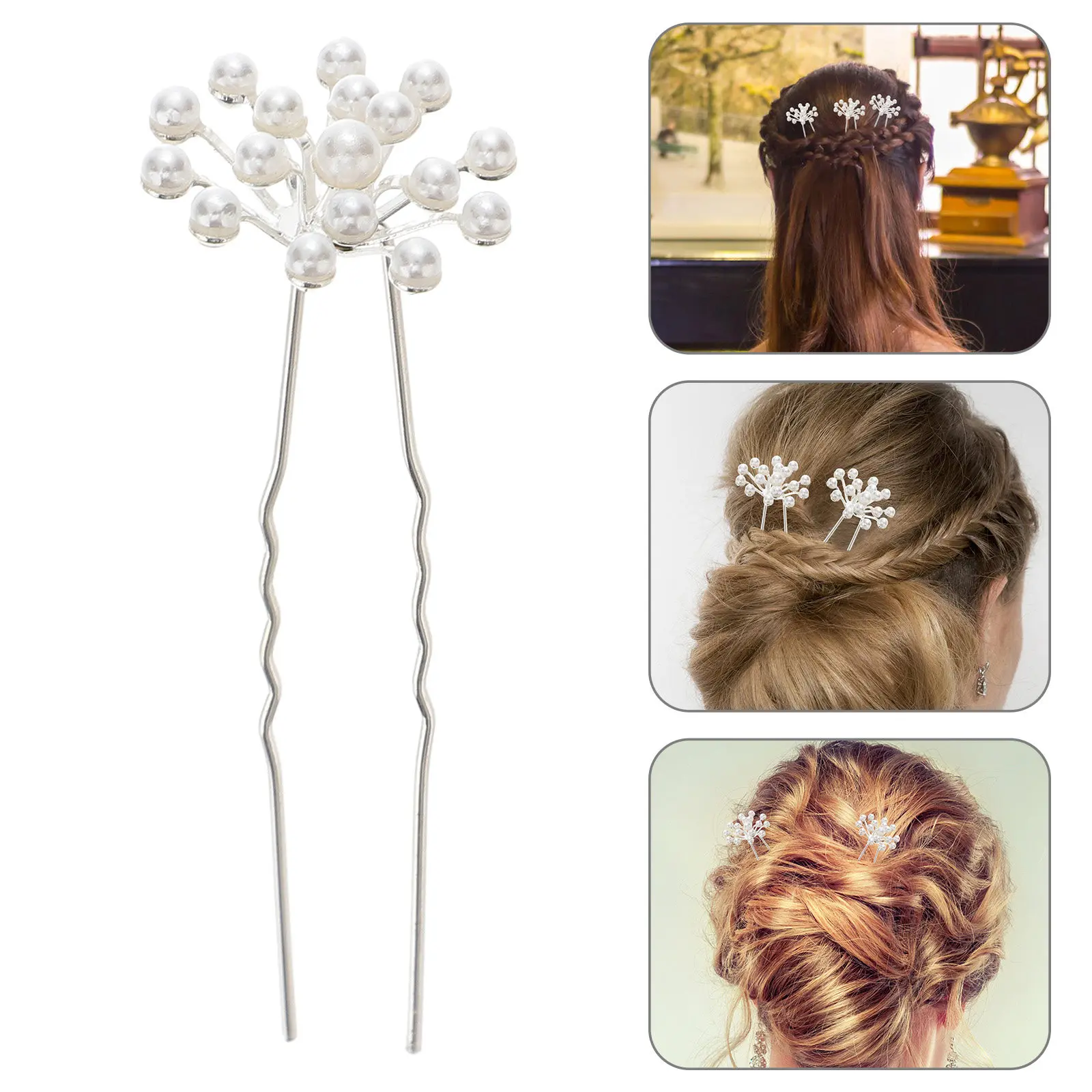 

20Pcs Pearl Bridal Hairpin Exquisite Gypsophila Design Wedding Hair Accessory Elegant U Shaped Hair Fork Bride Headdress