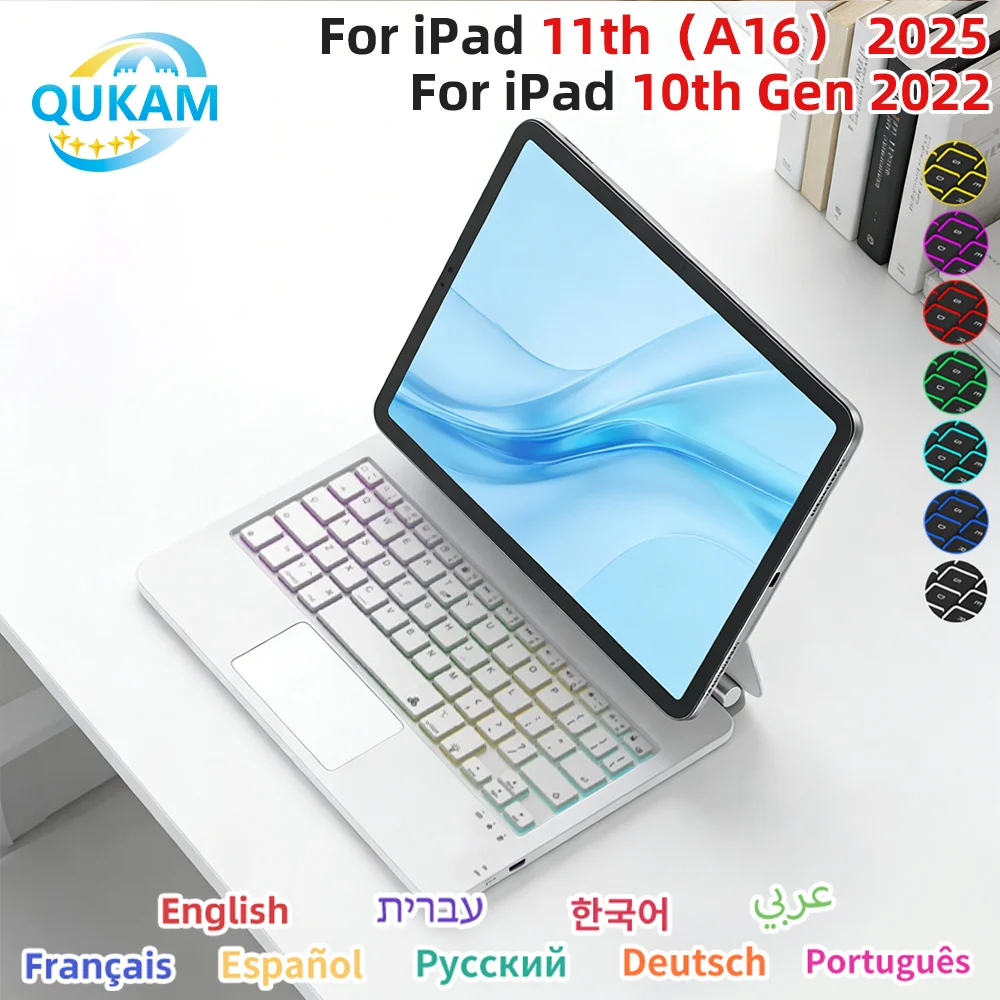 

Bilingual Magic Keyboard Case for iPad 10th Gen 11th A16 2025 Spanish Magnetic Bluetooth Keyboard with Touchpad Portable Slim