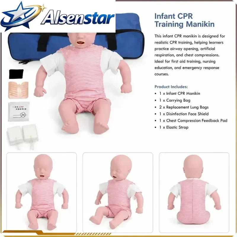 55cm Newborn Infant CPR Manikin First Aid Training Model Airway Obstruction Simulator Baby Rescue Practice Dummy for Medical Use