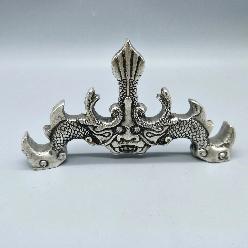 

Silver-plated pen holder, pen rest, dragon pattern, pen stand, mountain study, four treasures, supplies, bronze