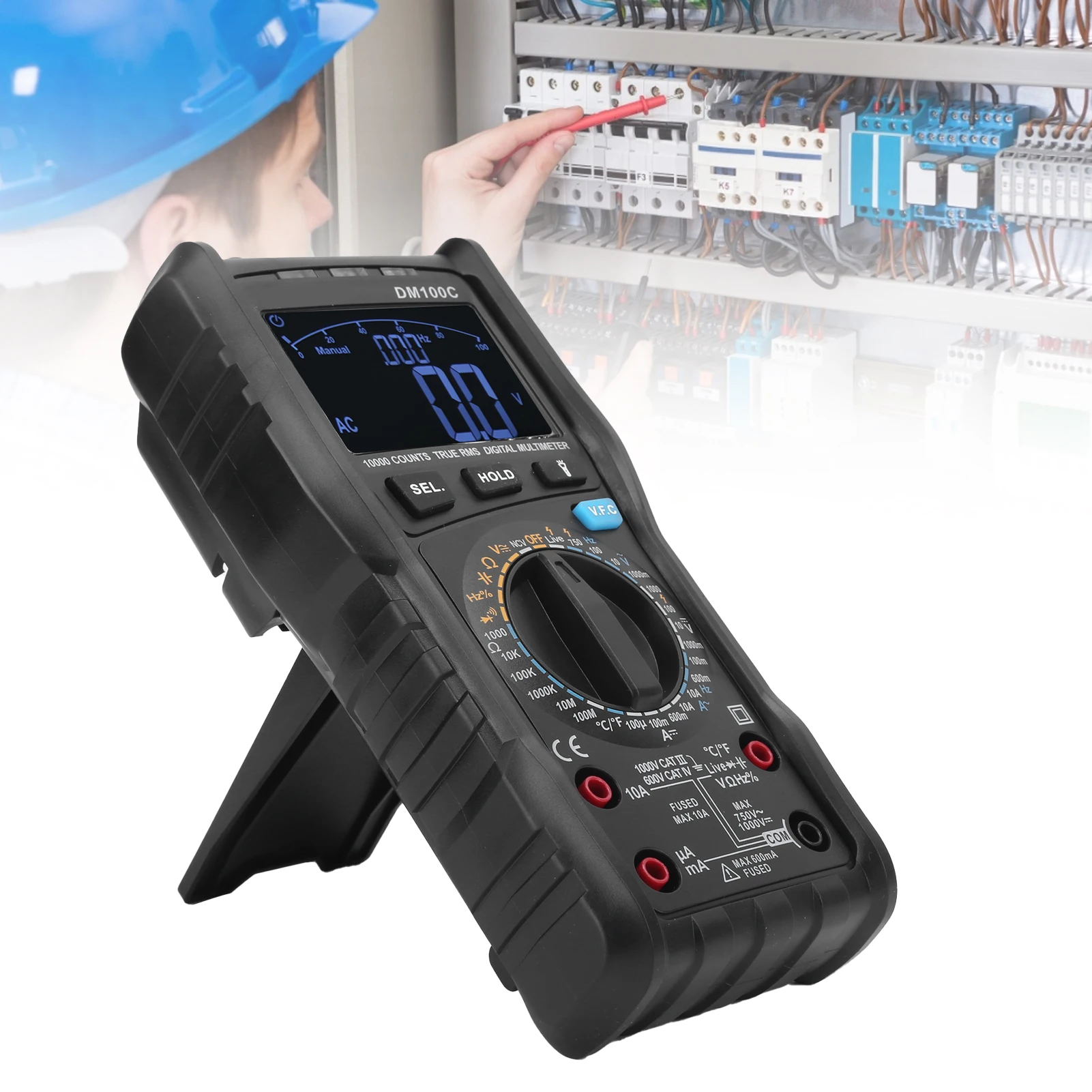 DM100C Digital Multimeter Anti-burn LCD Display For DC AC Voltage Current Resistance Capacitance For Temperature Electrician Too