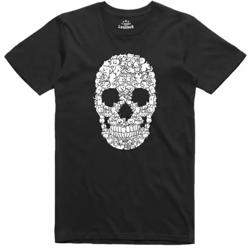 Camiseta Divertida Hombre Calavera Dibujos Perro Corte Normal Anillo Spun