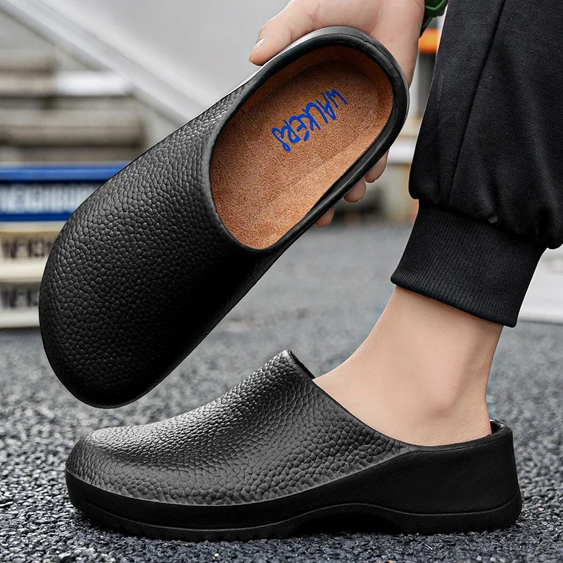 

Hotel kitchen non-slip oil-resistant Chef's shoes Casual flat work safe Men's shoes Breathable comfort couple plus size slippers
