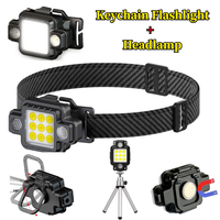 COB+XPG Headlamp TYPE-C Charging Keychain LED Flashlight Magnetic Work Lamp Red Blue Flashing Night Riding Headlight