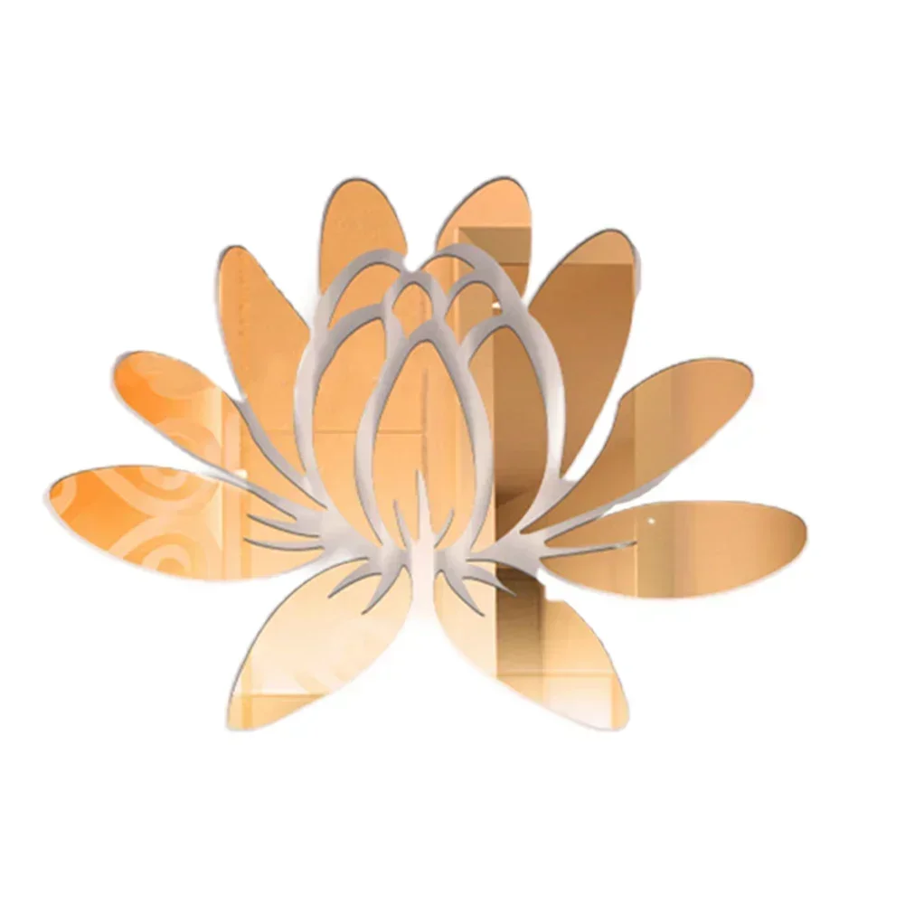 DIY Wall Stickers Home Mural Decor Blooming Lotus Flower Acrylic Mirror Sticker Wall Decals Living Room Home Decoration