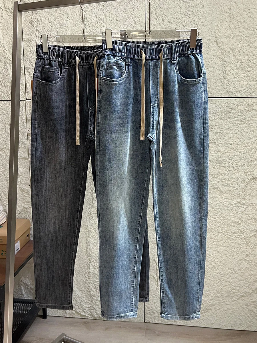 

Outstanding Fit Heavyweight Waed Men's Faion Casual Elastic Waist Straight Leg Denim Jeans Spring New Arrival Breathable ...