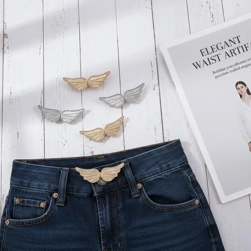 Portable Angel Wings Jeans Waist Button Adjustable Clips For Pant Skirts Waist Tightener Buckle Pin Button Clothing Supplies