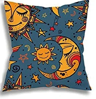 

Sun, crescent and star pillowcase decorative art pillowcase cushion case with zipper sofa decoration 45x45 pillow case