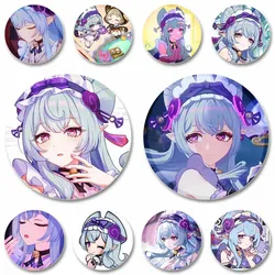 Hot Game Genshin Impact Lapel Pins New Cartoon Figure Yumemizuki Mizuki Brooch Round Cosplay Badge Backpack Jewelry Accessories
