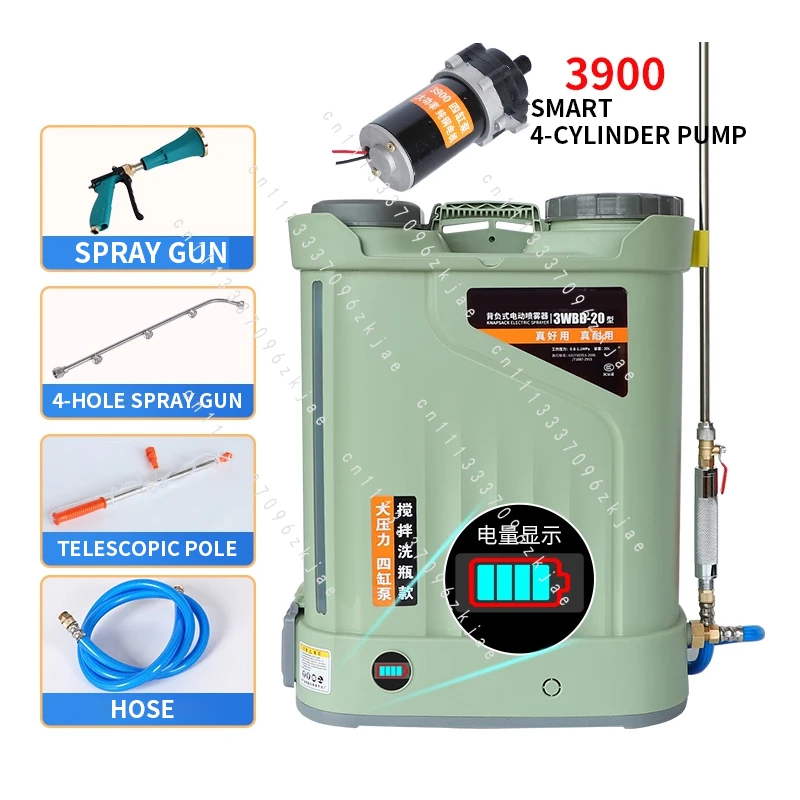 Four-cylinder Pump Agricultural Sprayer, Stirring and Flushing Electric Sprayer, Lithium Battery Backpack Disinfection High-pres