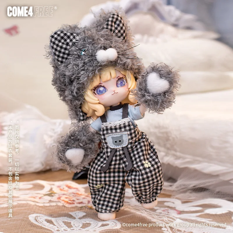 1/12 Bjd Puppe Kleidung Set Come4free Nette Flauschige Katze Kleidung Rock Ob11 Puppe Kappe Kleidung Hosen Ersatz Zubehör